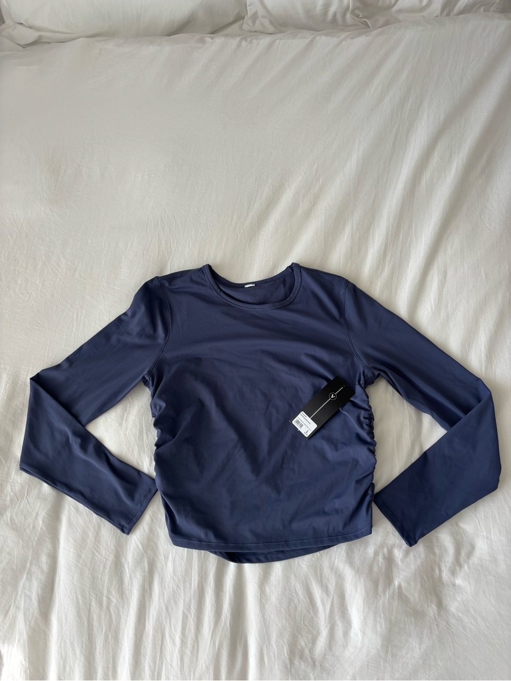 NWT 90 Degree by Reflex Veronica Long Sleeve Ruched Top Nightshadow Blue L